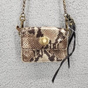 Rhythm & Rhyme Snake Print Mini‎ Crossbody Bag Gold Chain Heart Charm